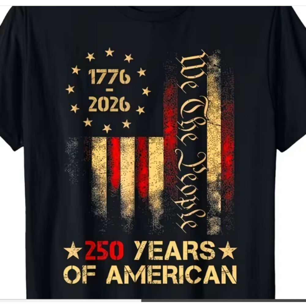 Black Unisex USA 1776-2026 Tshirt 250 Year American Anniversary Patriotic Tee
